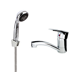 Image showing silver metallic water tap with crane