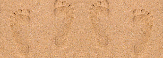 Image showing Footprints in sand at the Beach