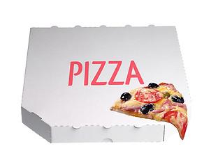 Image showing White pizza delivery box 
