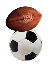 Image showing Football and rugby ball isolated