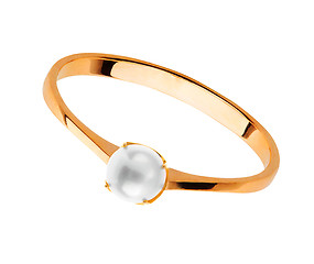 Image showing Golden Wedding Ring with pearl