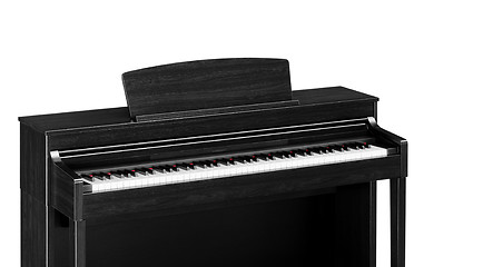 Image showing Real black grand piano isolated on white