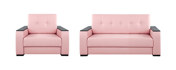 Image showing Pink sofa and armchair