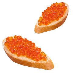 Image showing Red caviar sandwich