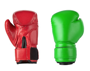 Image showing Red and Green boxing gloves