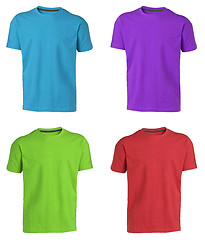 Image showing collection of various t shirts on white background