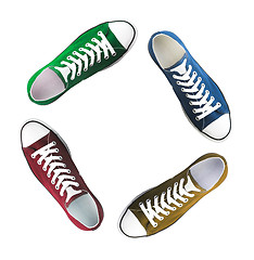 Image showing baseball boots sneakers  different colors