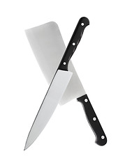 Image showing Big and small knife with black handle