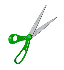 Image showing Green scissors isolated on white background