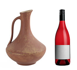 Image showing Ancient wine jug isolated on white background.