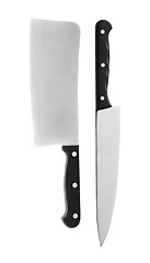 Image showing knifes with black handles on a white