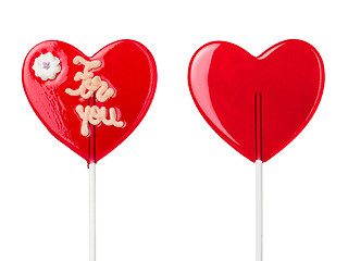 Image showing red heart-lollipops