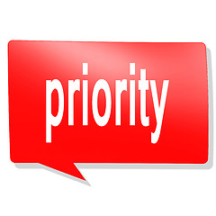 Image showing Priority word on red speech bubble
