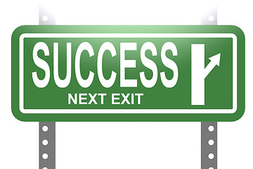 Image showing Success green sign board isolated