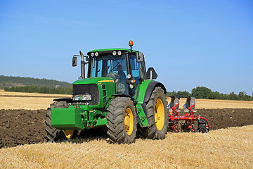 Image showing John Deere 6630 Tractor and Agrolux Plow on Field