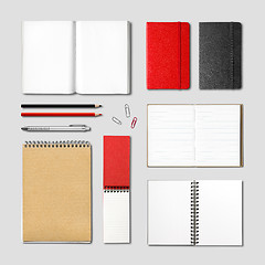 Image showing stationery books and notebooks mockup