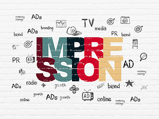 Image showing Advertising concept: Impression on wall background