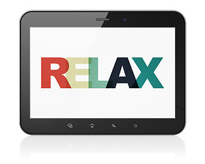 Image showing Vacation concept: Tablet Computer with Relax on  display