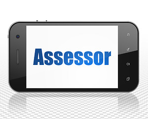 Image showing Insurance concept: Smartphone with Assessor on display