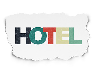 Image showing Travel concept: Hotel on Torn Paper background