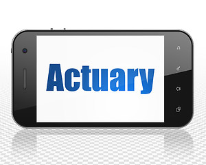Image showing Insurance concept: Smartphone with Actuary on display