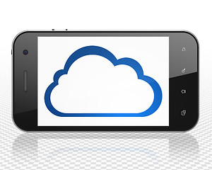 Image showing Cloud networking concept: Smartphone with Cloud on display