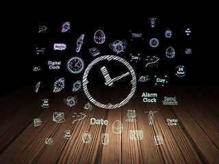 Image showing Timeline concept: Clock in grunge dark room