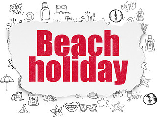 Image showing Vacation concept: Beach Holiday on Torn Paper background