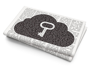 Image showing Cloud computing concept: Cloud With Key on Newspaper background