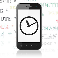 Image showing Time concept: Smartphone with Clock on display