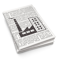 Image showing Manufacuring concept: Industry Building on Newspaper background