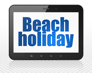 Image showing Travel concept: Tablet Pc Computer with Beach Holiday on display