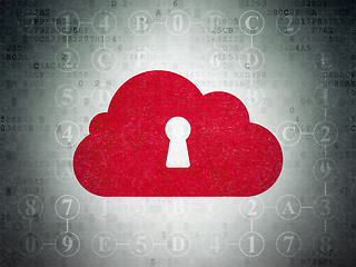 Image showing Cloud technology concept: Cloud With Keyhole on Digital Paper background