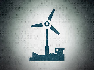Image showing Manufacuring concept: Windmill on Digital Paper background
