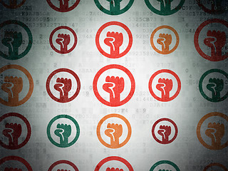 Image showing Political concept: Uprising icons on Digital Paper background