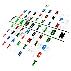 Image showing Advertising concept: word Promotion in solving Crossword Puzzle