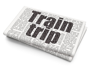 Image showing Travel concept: Train Trip on Newspaper background