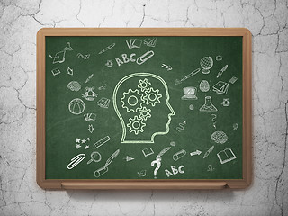 Image showing Education concept: Head With Gears on School Board background