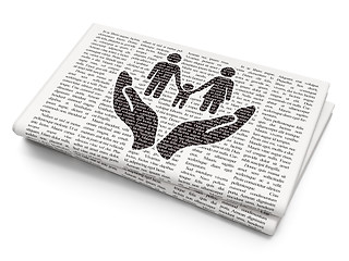 Image showing Insurance concept: Family Insurance on Newspaper background