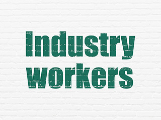 Image showing Manufacuring concept: Industry Workers on wall background