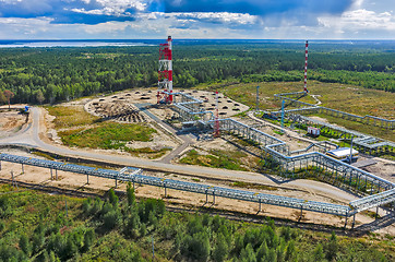 Image showing Torches for burning of associated gas of oil plant