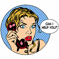 Image showing Communication phone woman said I can help you. Business work ser