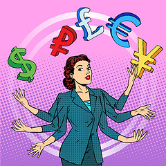 Image showing businesswoman juggling money business concept