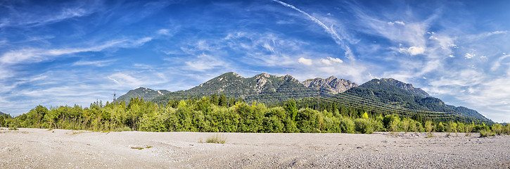 Image showing Banks river Isar and Karwendel mountains