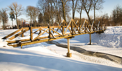 Image showing  wooden buildings winter