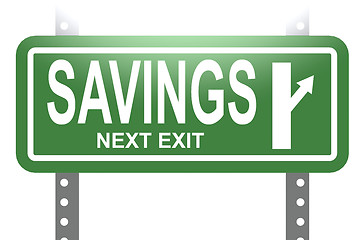 Image showing Savings green sign board isolated