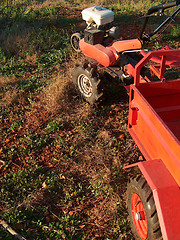 Image showing Two-wheel tractor with trailer