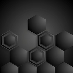 Image showing Black geometric hexagons background