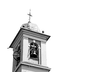 Image showing ancien clock tower in italy europe old  stone and bell