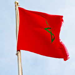 Image showing tunisia  waving flag in the blue sky  colour and wave